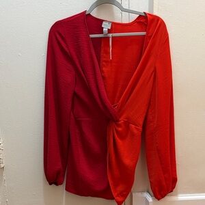 ASOS Red and Orange Wrap Blouse